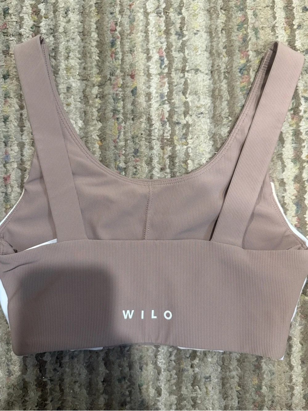 Mauve Side-Stripe Active Leggings with Matching Bra. - Picture 7 of 9